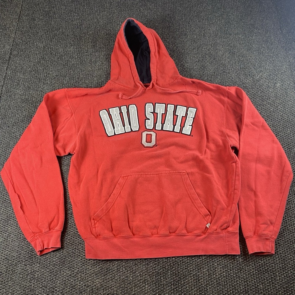Ohio State Varsity Authentic Apparel Red Hoodie Spellout Logo Mens XL